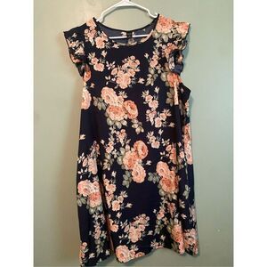 Emery Rose Floral Ruffle Sleeve Short Sleeve Dress XXL NWOT